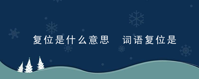 复位是什么意思 词语复位是什么意思